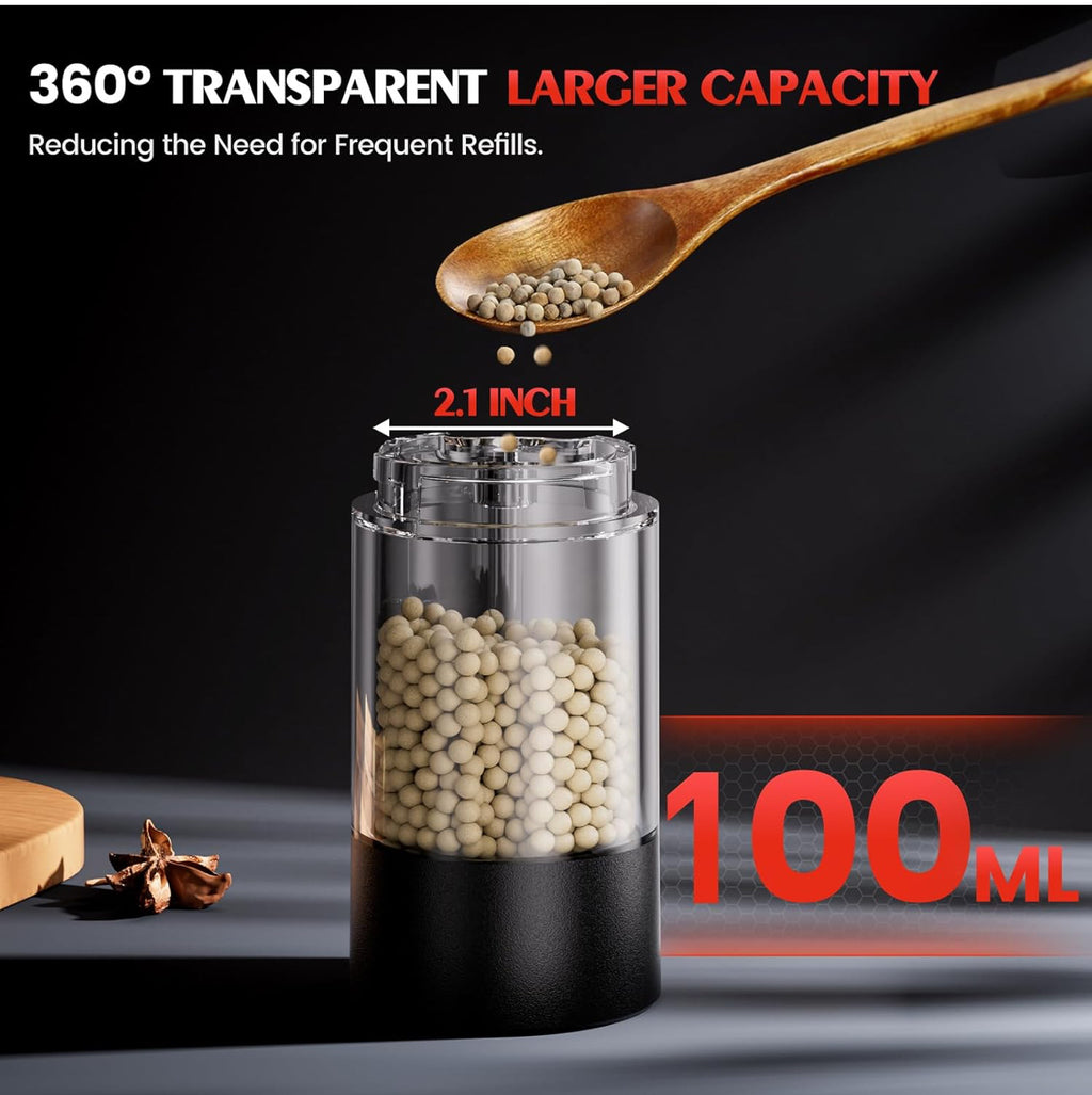 Electric Salt and Pepper Grinder Set Automatic Battery Pepper Mill Shakers Adjustable Coarseness Upgraded Larger Capacity with Led